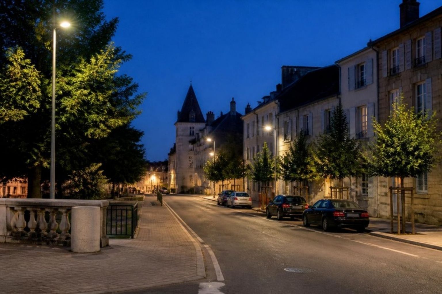 Rue équipée d’un éclairage public LED