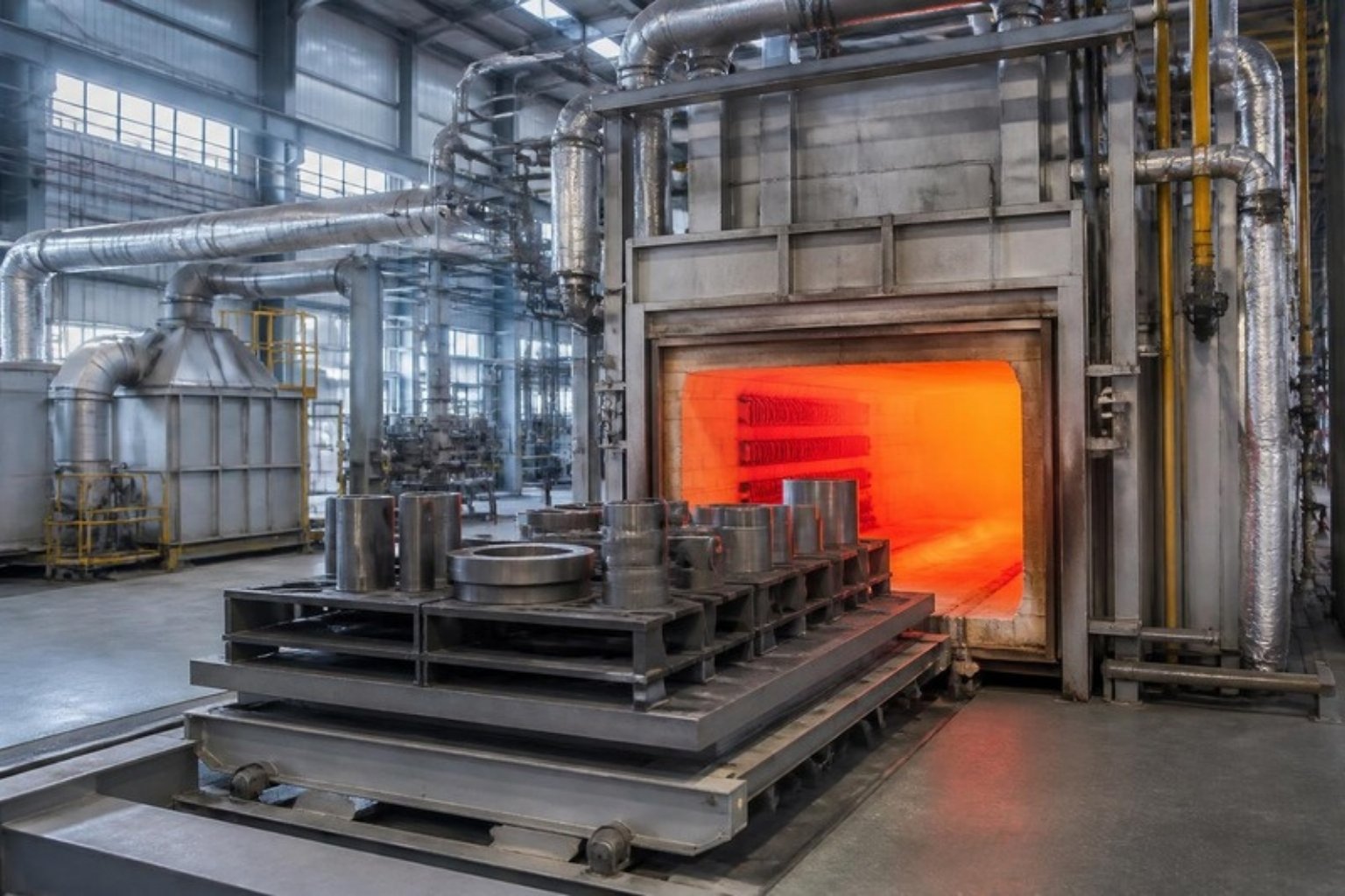 Four industriel dans une usine de traitement des métaux
