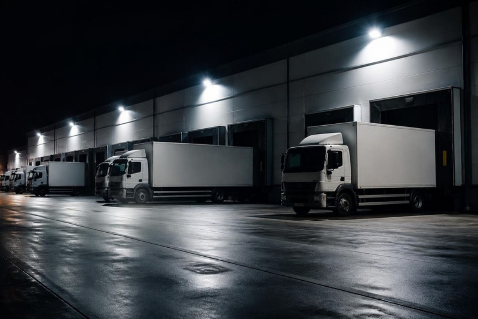 Quais logistiques éclairés en LED la nuit