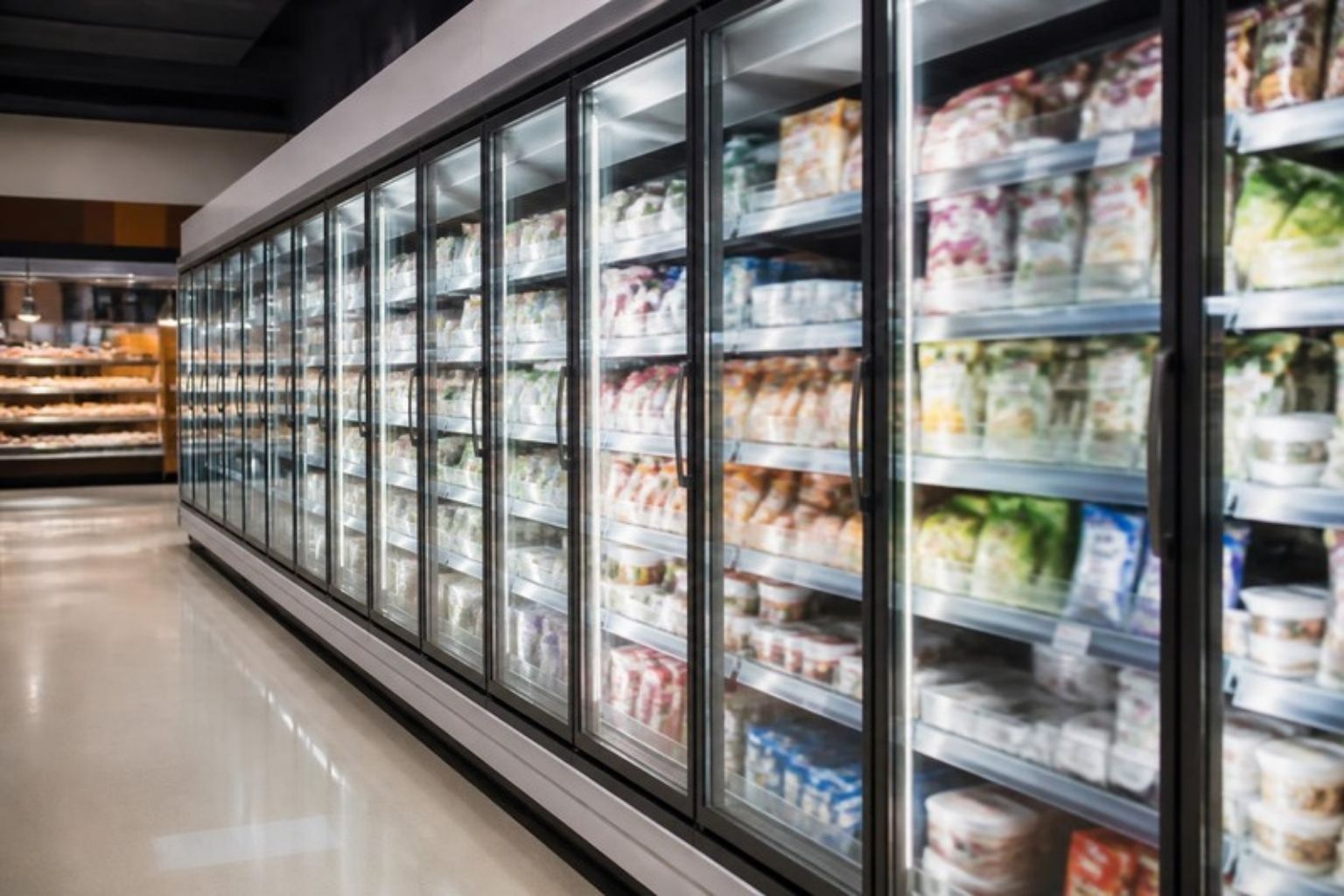 Rayon de meubles frigorifiques dans un supermarché